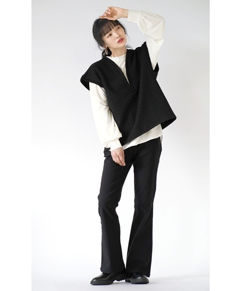 MIMIMEMETE(ミミメメット)の「シルキードレープ カットソー(Tシャツ/カットソー・レディース・ブラック/オフホワイト・フリー)」の5枚目の写真