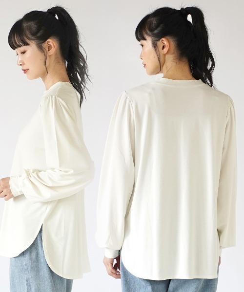 MIMIMEMETE(ミミメメット)の「シルキードレープ カットソー(Tシャツ/カットソー・レディース・ブラック/オフホワイト・フリー)」の8枚目の写真