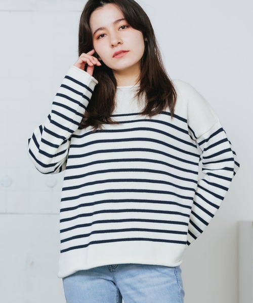 TRICOTS JEAN MARC（トリコットジーンマルク）の「Tricots jean marc/トリコット・ジーン・マルク NAVAL プルオーバー ニット ボートネック ボーダー バスクシャツ（ニット/セーター・レディース・ベージュ/ナチュラル・FREE）」の19枚目の写真