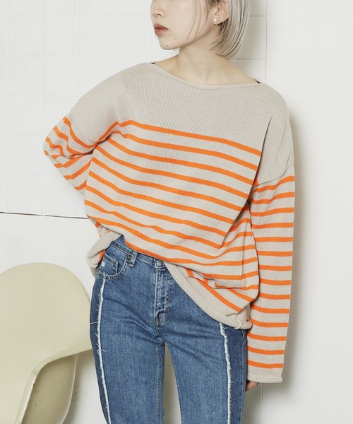 TRICOTS JEAN MARC（トリコットジーンマルク）の「Tricots jean marc/トリコット・ジーン・マルク NAVAL プルオーバー ニット ボートネック ボーダー バスクシャツ（ニット/セーター・レディース・ベージュ/ナチュラル・FREE）」の21枚目の写真