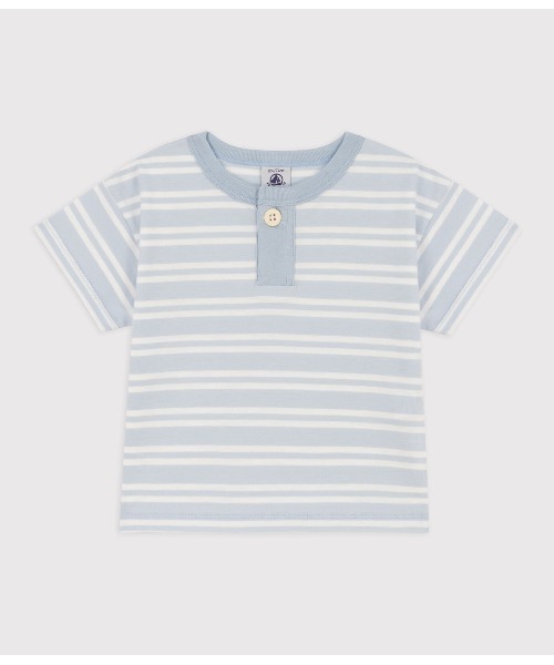 PETIT BATEAU(プチバトー)の「ボーダー半袖Tシャツ(Tシャツ/カットソー・キッズ・ホワイト×ブルー・24MONTH/12MONTH/18MONTH/36MONTH)」の1枚目の写真