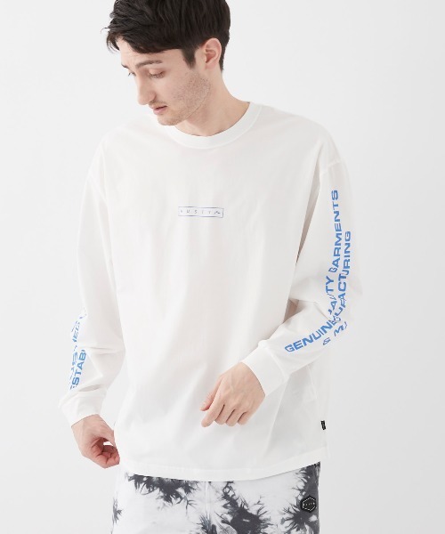 RUSTY(ラスティ)の「【RUSTY:ラスティー】ロゴロングTシャツ 袖プリント(Tシャツ/カットソー・メンズ・ホワイト/ロイヤルブルー/ピンク・LARGE/MEDIUM/X-LARGE)」の1枚目の写真