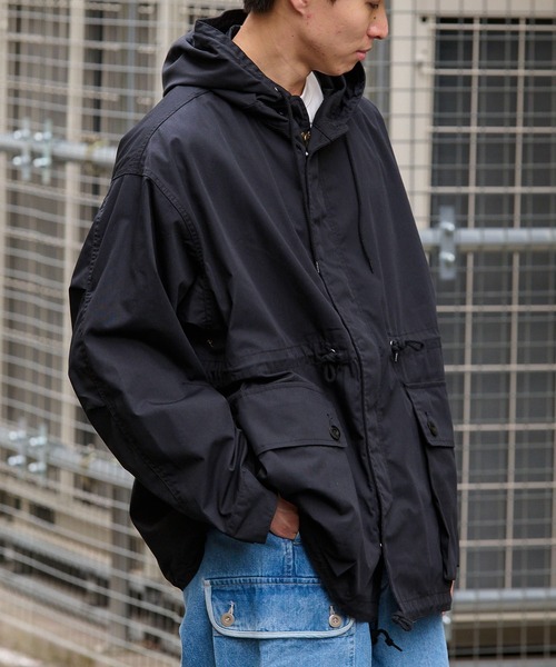 ARMY TWILL コットン/ポリエステル プレーン フーデッドコート