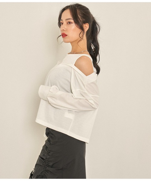 ANAP（アナップ）の「カットソードッキングデザイントップスカットソー（Tシャツ/カットソー・レディース・ブラック/グレー/ホワイト・FREE）」の11枚目の写真