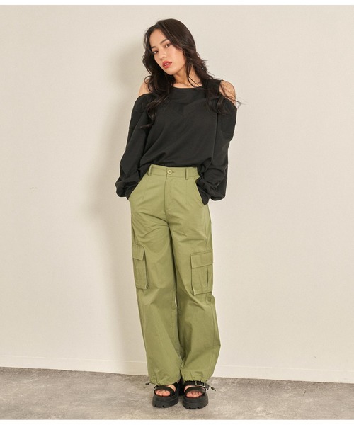 ANAP（アナップ）の「カットソードッキングデザイントップスカットソー（Tシャツ/カットソー・レディース・ブラック/グレー/ホワイト・FREE）」の5枚目の写真