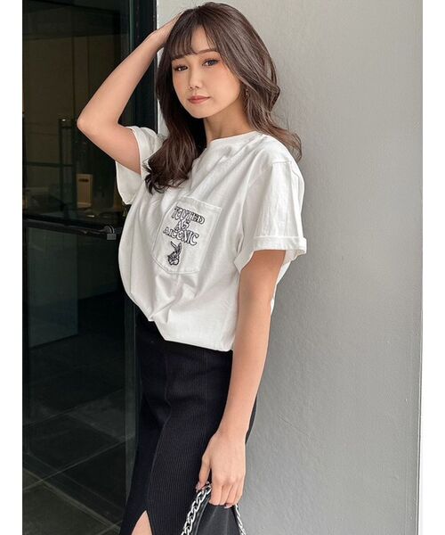 GYDA（ジェイダ）の「ICONIC BUNNYポケットBIG Tシャツ（Tシャツ/カットソー・レディース・オレンジ/チャコールグレー/オフホワイト・FREE）」の9枚目の写真