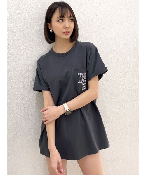 GYDA（ジェイダ）の「ICONIC BUNNYポケットBIG Tシャツ（Tシャツ/カットソー・レディース・オレンジ/チャコールグレー/オフホワイト・FREE）」の13枚目の写真