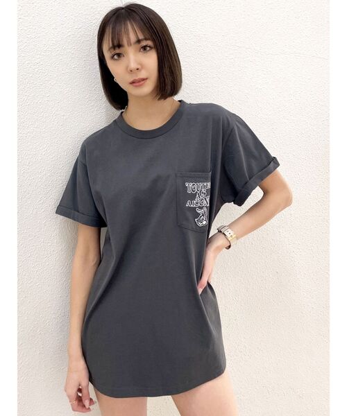 GYDA（ジェイダ）の「ICONIC BUNNYポケットBIG Tシャツ（Tシャツ/カットソー・レディース・オレンジ/チャコールグレー/オフホワイト・FREE）」の14枚目の写真
