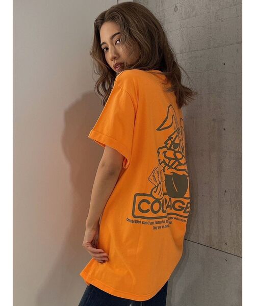 GYDA（ジェイダ）の「ICONIC BUNNYポケットBIG Tシャツ（Tシャツ/カットソー・レディース・オレンジ/チャコールグレー/オフホワイト・FREE）」の22枚目の写真