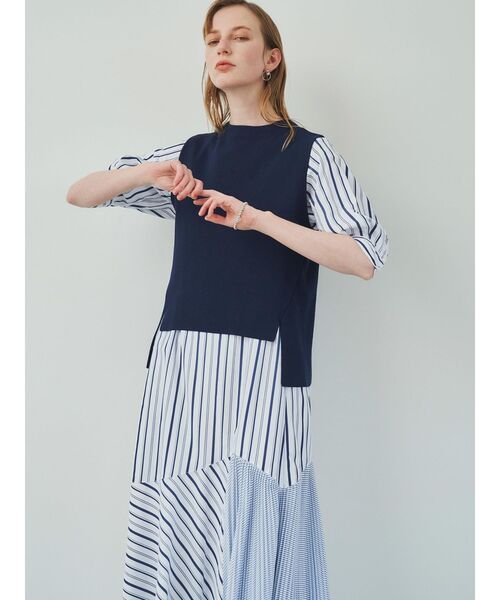 ELENDEEK(エレンディーク)の「ニットセットマーメードワンピース(ワンピース・レディース・ネイビー/オフホワイト/ライトブルー・01/02)」の14枚目の写真