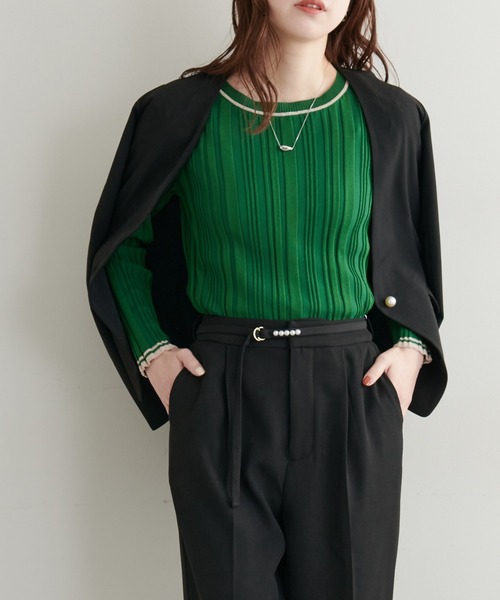 natural couture（ナチュラルクチュール）の「セットアップ可/リバーシブル釦ウォッシャブルジャケット（テーラードジャケット・レディース・グレイッシュベージュ/ベージュ/ネイビー/ブラック・FREE）」の21枚目の写真