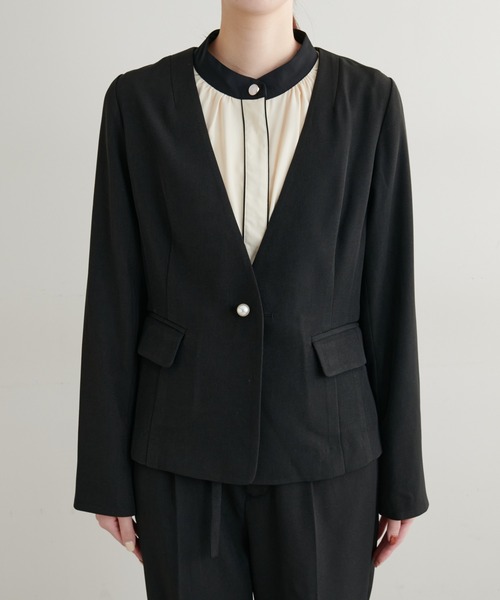 natural couture（ナチュラルクチュール）の「セットアップ可/リバーシブル釦ウォッシャブルジャケット（テーラードジャケット・レディース・グレイッシュベージュ/ベージュ/ネイビー/ブラック・FREE）」の19枚目の写真