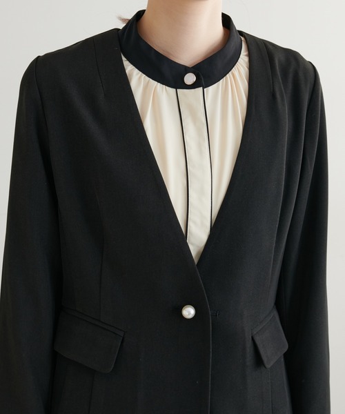 natural couture（ナチュラルクチュール）の「セットアップ可/リバーシブル釦ウォッシャブルジャケット（テーラードジャケット・レディース・グレイッシュベージュ/ベージュ/ネイビー/ブラック・FREE）」の12枚目の写真