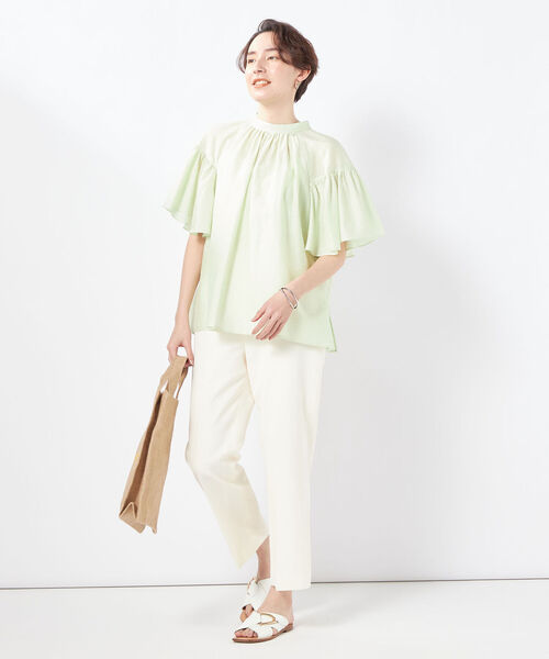 NOLLEY’S Sophi（ノーリーズソフィ）の「シアーフレアースリーブ前後2WAYブラウス（シャツ/ブラウス・レディース・ライトグリーン/サックスブルー/ブラック/オフホワイト・36/38）」の7枚目の写真