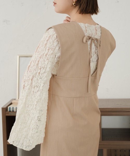 Ambre Ciel(アンブルシエル)の「アソート袖スリットレーストップス/【WEB/EC限定商品】(Tシャツ/カットソー・レディース・ダークブラウン/オレンジ/アイボリー・FREE)」の4枚目の写真