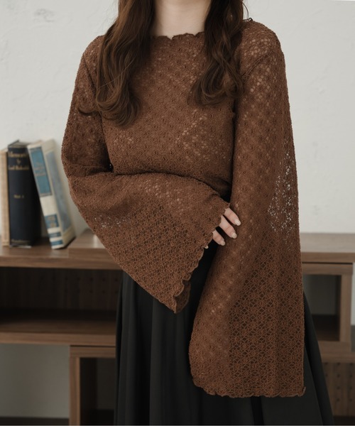 Ambre Ciel(アンブルシエル)の「アソート袖スリットレーストップス/【WEB/EC限定商品】(Tシャツ/カットソー・レディース・ダークブラウン/オレンジ/アイボリー・FREE)」の13枚目の写真