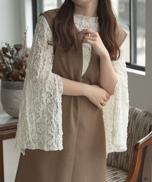 Ambre Ciel(アンブルシエル)の「アソート袖スリットレーストップス/【WEB/EC限定商品】(Tシャツ/カットソー・レディース・ダークブラウン/オレンジ/アイボリー・FREE)」の15枚目の写真