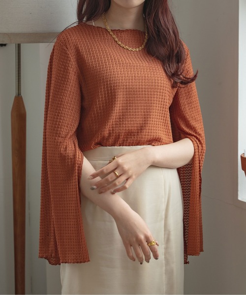 Ambre Ciel(アンブルシエル)の「アソート袖スリットレーストップス/【WEB/EC限定商品】(Tシャツ/カットソー・レディース・ダークブラウン/オレンジ/アイボリー・FREE)」の20枚目の写真