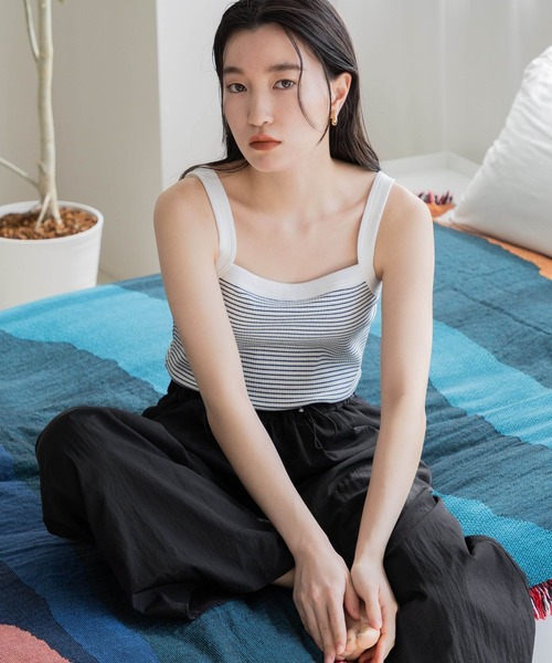 LOWRYS FARM（ローリーズファーム）の「ボーダーリブタンクトップ　704138（タンクトップ・レディース・ブラウン/ホワイト/ブラック・FREE）」の10枚目の写真