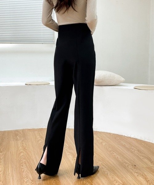 ABITOKYO（アビトーキョー）の「2wayセンターピンタック裾ファスナースリットセミワイドパンツ（その他パンツ・レディース・ブラック/ベージュ/ブラウン/グリーン・S/M/L）」の2枚目の写真