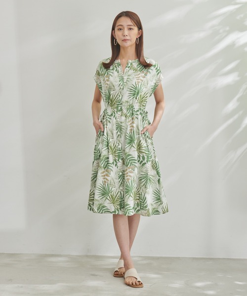 Arnold Palmer(アーノルドパーマー)の「フレンチスリーブ リゾート シャツ ワンピース(シャツワンピース・レディース・グリーン系その他/ネイビー/ブラック系その他/ブラウン・L/S/M)」の11枚目の写真