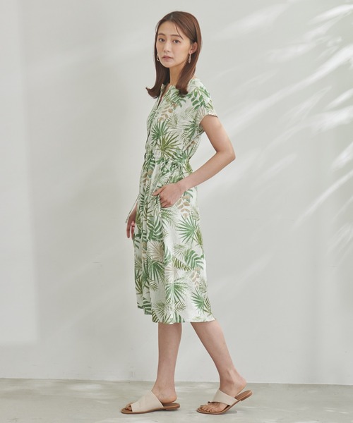 Arnold Palmer(アーノルドパーマー)の「フレンチスリーブ リゾート シャツ ワンピース(シャツワンピース・レディース・グリーン系その他/ネイビー/ブラック系その他/ブラウン・L/S/M)」の12枚目の写真