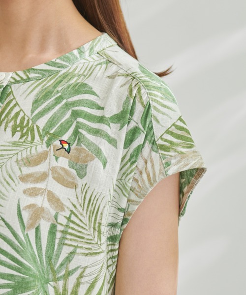 Arnold Palmer(アーノルドパーマー)の「フレンチスリーブ リゾート シャツ ワンピース(シャツワンピース・レディース・グリーン系その他/ネイビー/ブラック系その他/ブラウン・L/S/M)」の6枚目の写真