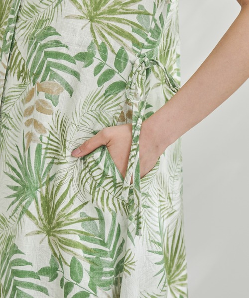 Arnold Palmer(アーノルドパーマー)の「フレンチスリーブ リゾート シャツ ワンピース(シャツワンピース・レディース・グリーン系その他/ネイビー/ブラック系その他/ブラウン・L/S/M)」の9枚目の写真