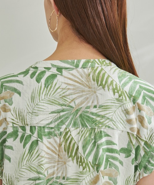 Arnold Palmer(アーノルドパーマー)の「フレンチスリーブ リゾート シャツ ワンピース(シャツワンピース・レディース・グリーン系その他/ネイビー/ブラック系その他/ブラウン・L/S/M)」の10枚目の写真