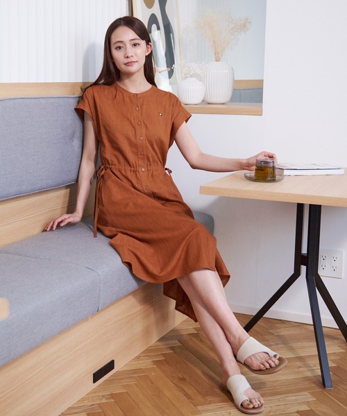 Arnold Palmer(アーノルドパーマー)の「フレンチスリーブ リゾート シャツ ワンピース(シャツワンピース・レディース・グリーン系その他/ネイビー/ブラック系その他/ブラウン・L/S/M)」の18枚目の写真