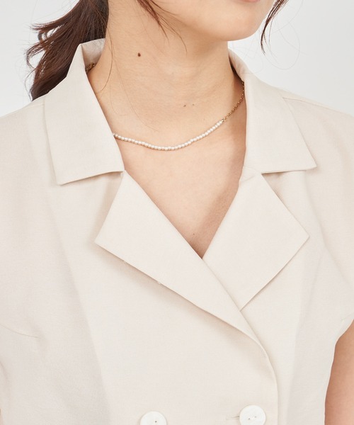 ROYAL PARTY（ロイヤルパーティー）の「リネン風フレンチスリーブブラウス（シャツ/ブラウス・レディース・グリーン/ブラック/オフホワイト・FREE）」の15枚目の写真