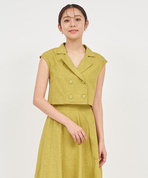 ROYAL PARTY（ロイヤルパーティー）の「リネン風フレンチスリーブブラウス（シャツ/ブラウス・レディース・グリーン/ブラック/オフホワイト・FREE）」の21枚目の写真