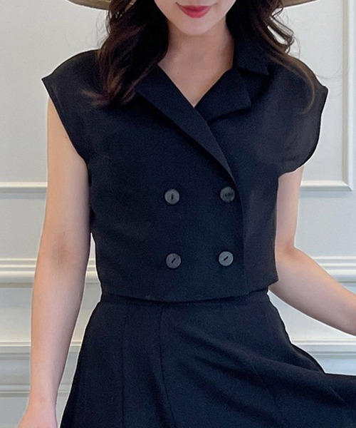 ROYAL PARTY（ロイヤルパーティー）の「リネン風フレンチスリーブブラウス（シャツ/ブラウス・レディース・グリーン/ブラック/オフホワイト・FREE）」の9枚目の写真