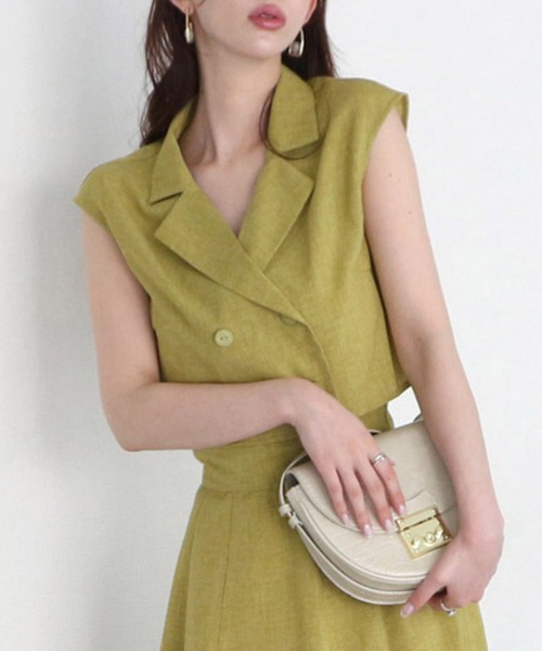 ROYAL PARTY（ロイヤルパーティー）の「リネン風フレンチスリーブブラウス（シャツ/ブラウス・レディース・グリーン/ブラック/オフホワイト・FREE）」の11枚目の写真