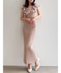 ラッフルドッキングニットトップス【セットアップ着用可能】