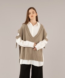 VNECK OPEN KNIT VEST/Ⅴネックオープンニットベスト