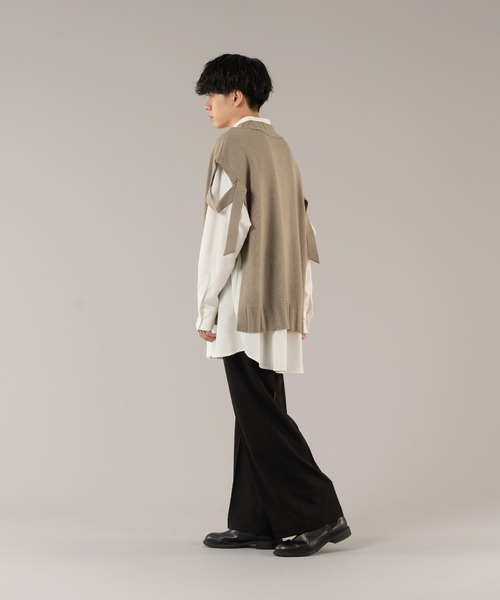 selle glant（セレグランテ）の「VNECK OPEN KNIT VEST/Ⅴネックオープンニットベスト（ベスト・メンズ・ブラック/グレイッシュベージュ・MEDIUM/LARGE）」の20枚目の写真
