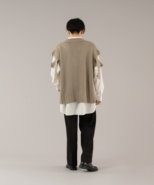 selle glant（セレグランテ）の「VNECK OPEN KNIT VEST/Ⅴネックオープンニットベスト（ベスト・メンズ・ブラック/グレイッシュベージュ・MEDIUM/LARGE）」の21枚目の写真