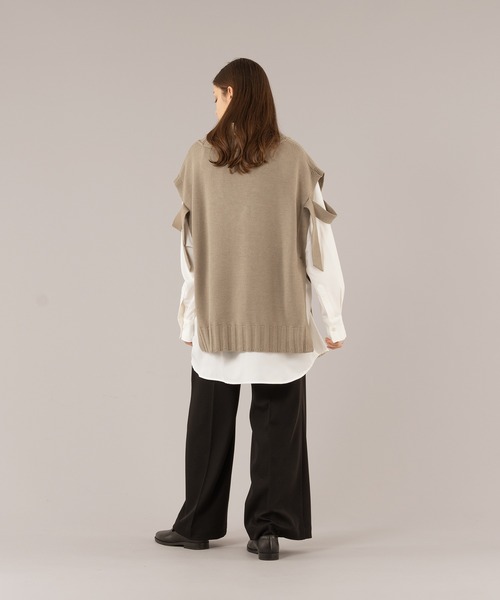 selle glant（セレグランテ）の「VNECK OPEN KNIT VEST/Ⅴネックオープンニットベスト（ベスト・メンズ・ブラック/グレイッシュベージュ・MEDIUM/LARGE）」の15枚目の写真