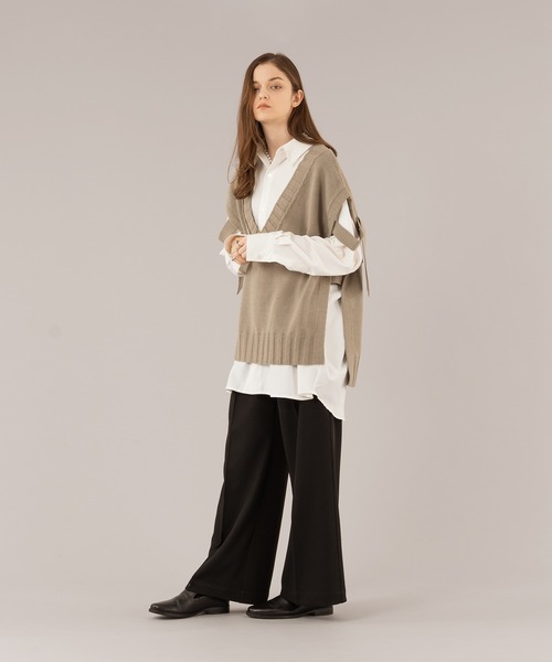 selle glant（セレグランテ）の「VNECK OPEN KNIT VEST/Ⅴネックオープンニットベスト（ベスト・メンズ・ブラック/グレイッシュベージュ・MEDIUM/LARGE）」の14枚目の写真