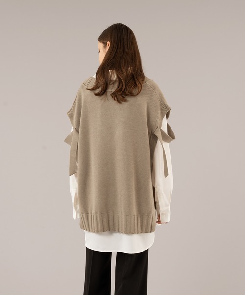 selle glant（セレグランテ）の「VNECK OPEN KNIT VEST/Ⅴネックオープンニットベスト（ベスト・メンズ・ブラック/グレイッシュベージュ・MEDIUM/LARGE）」の12枚目の写真