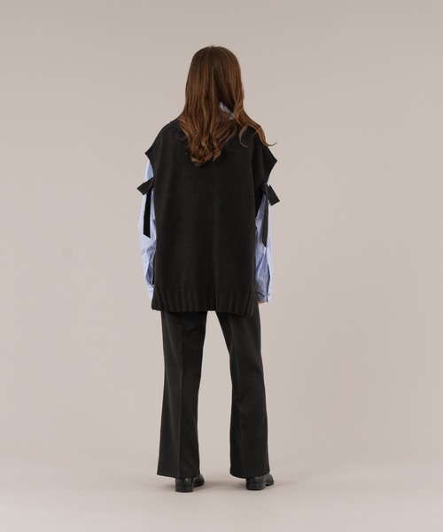 selle glant（セレグランテ）の「VNECK OPEN KNIT VEST/Ⅴネックオープンニットベスト（ベスト・メンズ・ブラック/グレイッシュベージュ・MEDIUM/LARGE）」の8枚目の写真