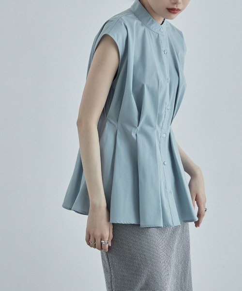 etoll.（エトル）の「ウエストタックフレンチスリーブブラウス（シャツ/ブラウス・レディース・ブラック/オフホワイト/ブルーグレー・M）」の3枚目の写真