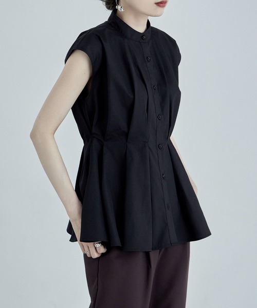 etoll.（エトル）の「ウエストタックフレンチスリーブブラウス（シャツ/ブラウス・レディース・ブラック/オフホワイト/ブルーグレー・M）」の21枚目の写真