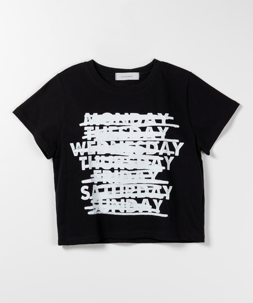 me+em select(ミームセレクト)の「WEEKレタリングクロップドTシャツ【 韓国製 】(Tシャツ/カットソー・レディース・ブラック/アイボリー・FREE)」の10枚目の写真