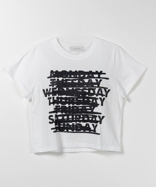 me+em select(ミームセレクト)の「WEEKレタリングクロップドTシャツ【 韓国製 】(Tシャツ/カットソー・レディース・ブラック/アイボリー・FREE)」の8枚目の写真