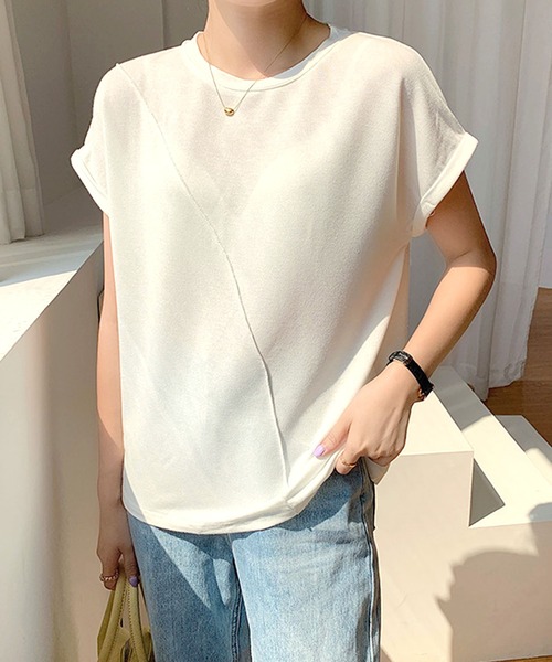 Dewlily(デューリリー)の「フレンチスリーブカットソー(Tシャツ/カットソー・レディース・パープル/ブラック/ホワイト・L/M/XL)」の8枚目の写真