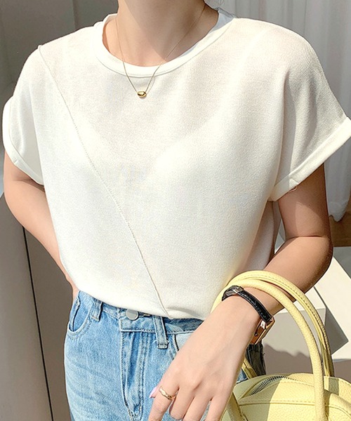 Dewlily(デューリリー)の「フレンチスリーブカットソー(Tシャツ/カットソー・レディース・パープル/ブラック/ホワイト・L/M/XL)」の4枚目の写真