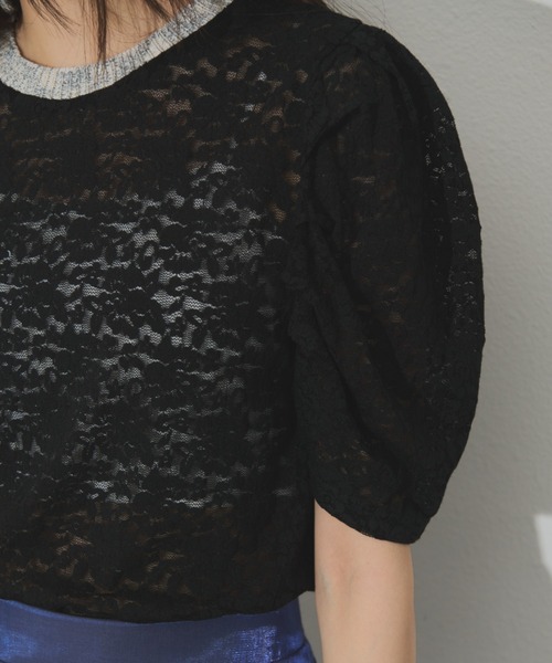 Solace(ソレイス)の「レースストレッチパワショルプルオーバー(Tシャツ/カットソー・レディース・アイボリー/ブラック/ライトブルー・FREE)」の8枚目の写真