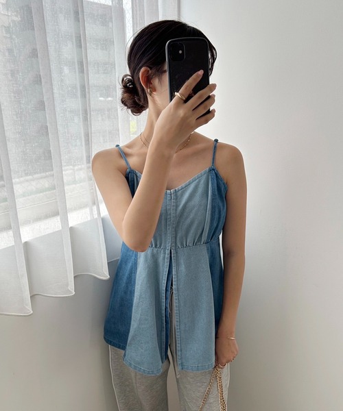 one after another NICE CLAUP（ワンアフターアナザーナイスクラップ）の「デニムアソートビスチェ（キャミソール・レディース・オフホワイト/ブルー/その他・FREE）」の16枚目の写真